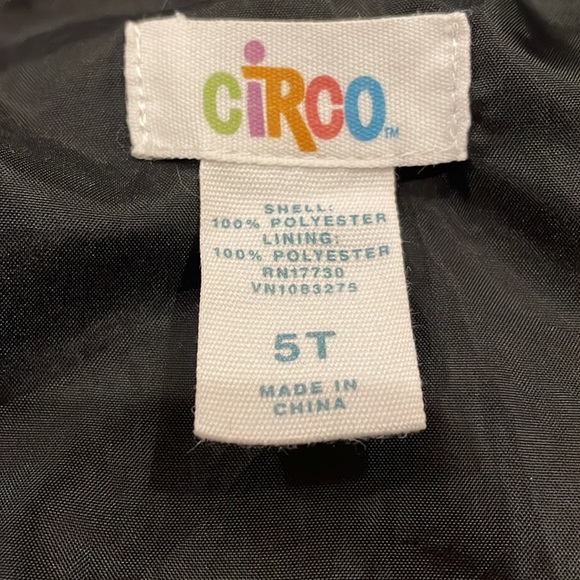 Circo black lightweight full zip jacket with hood. Size 5T - Picture 3 of 4